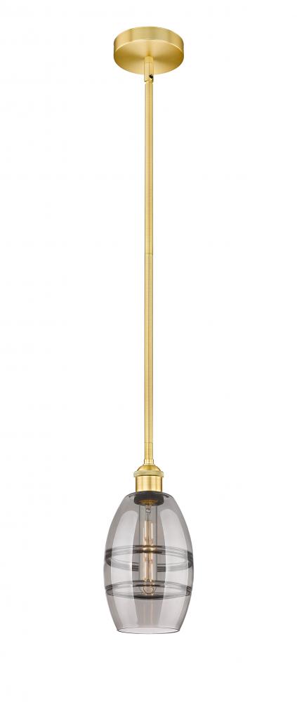 Vaz - 1 Light - 6 inch - Satin Gold - Cord hung - Mini Pendant