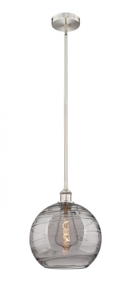 Athens Deco Swirl - 1 Light - 12 inch - Brushed Satin Nickel - Cord hung - Mini Pendant