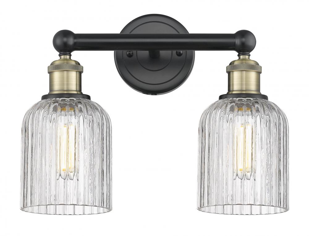 Bridal Veil - 2 Light - 14 inch - Black Antique Brass - Bath Vanity Light