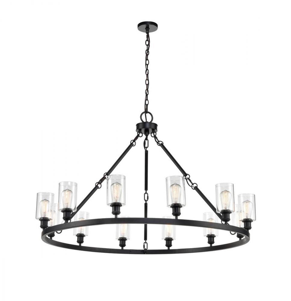 Clymer - 12 Light - 50 inch - Matte Black - Chain Hung - Chandelier