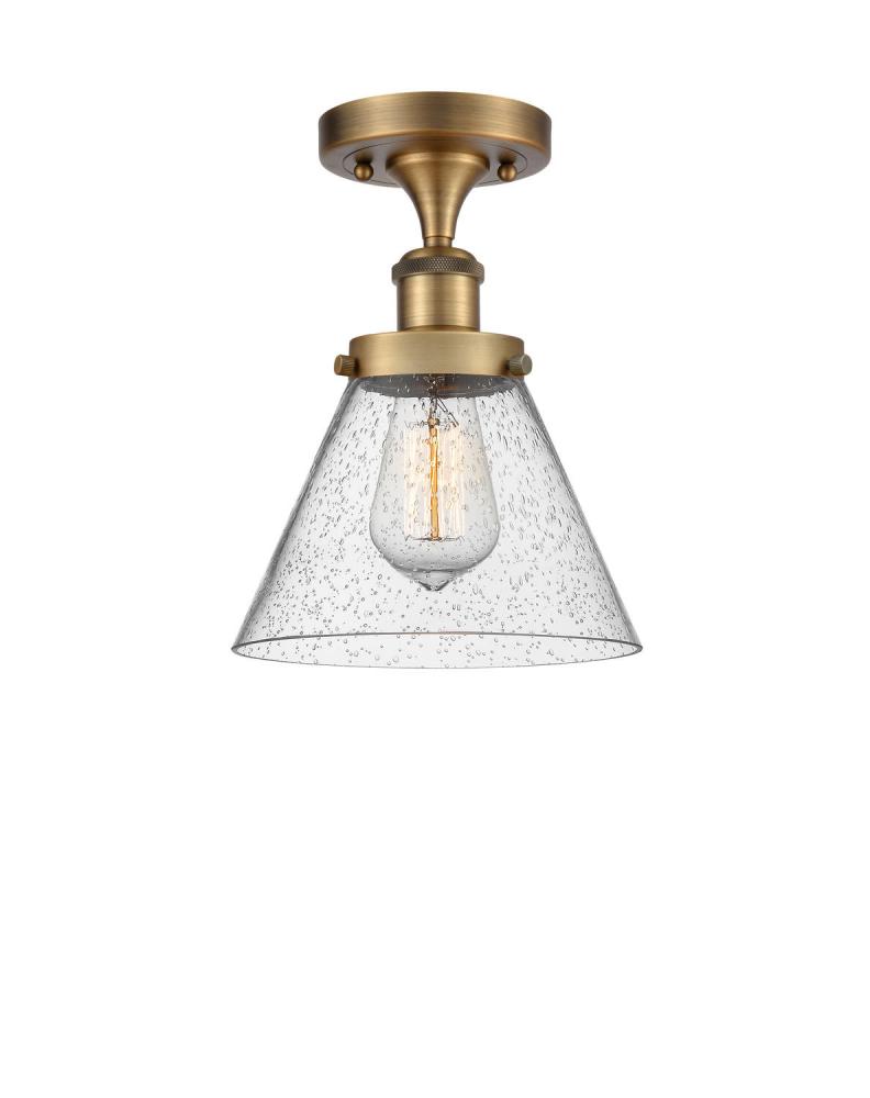 Cone - 1 Light - 8 inch - Brushed Brass - Semi-Flush Mount