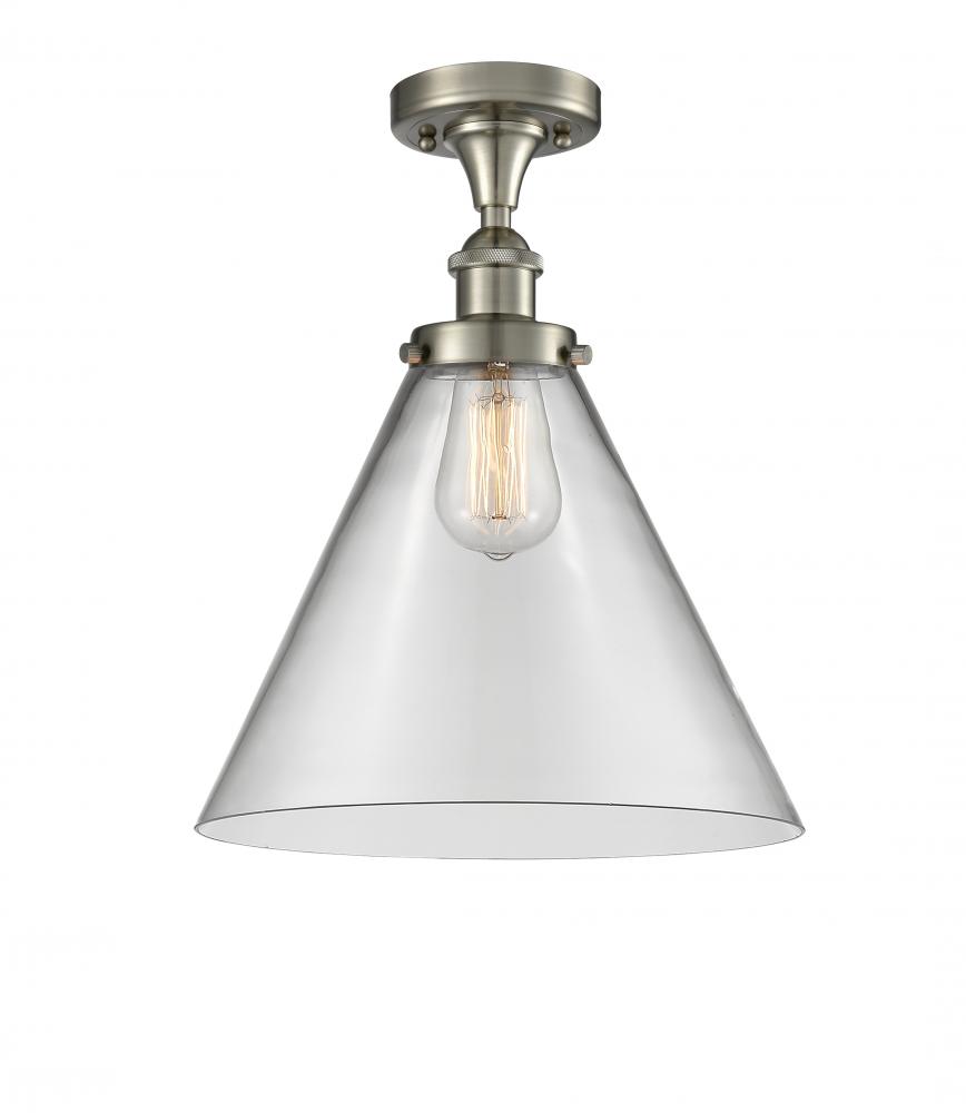 Cone - 1 Light - 12 inch - Brushed Satin Nickel - Semi-Flush Mount