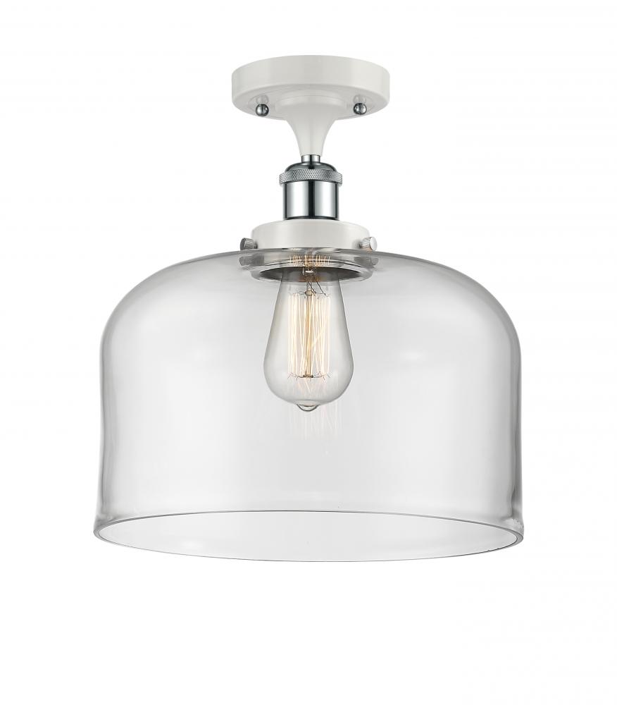 Bell - 1 Light - 12 inch - White Polished Chrome - Semi-Flush Mount