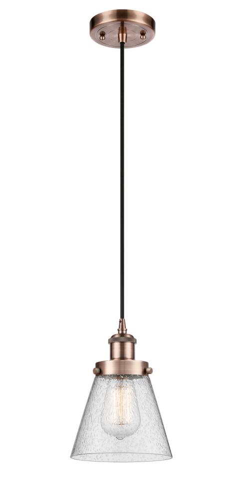 Cone - 1 Light - 6 inch - Antique Copper - Cord hung - Mini Pendant