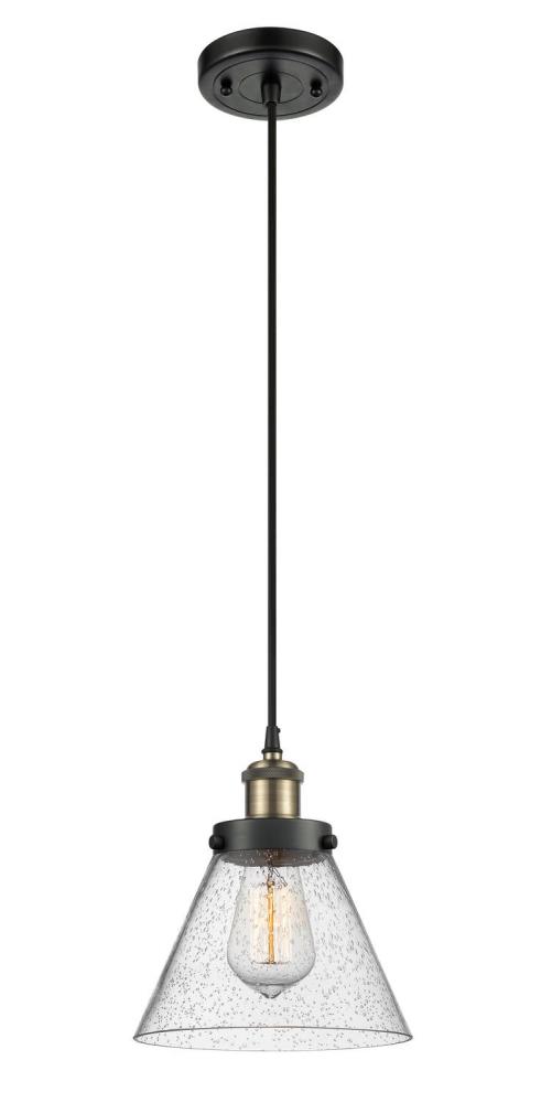 Cone - 1 Light - 8 inch - Black Antique Brass - Cord hung - Mini Pendant