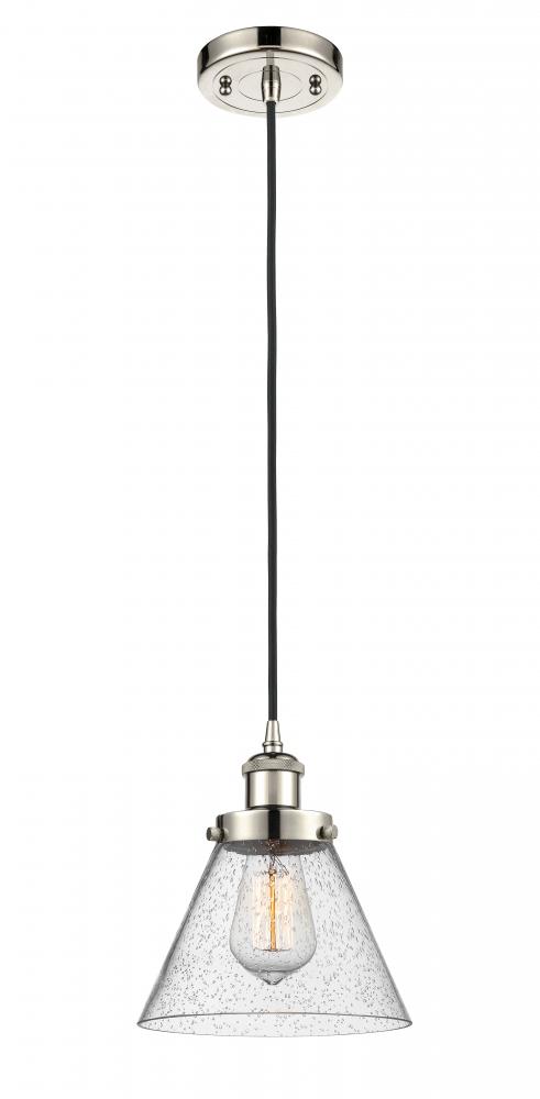 Cone - 1 Light - 8 inch - Polished Nickel - Cord hung - Mini Pendant