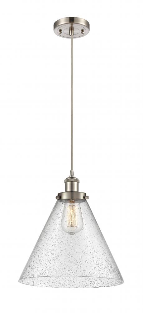 Cone - 1 Light - 12 inch - Brushed Satin Nickel - Cord hung - Mini Pendant