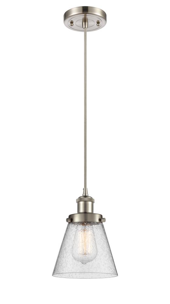 Cone - 1 Light - 6 inch - Brushed Satin Nickel - Cord hung - Mini Pendant