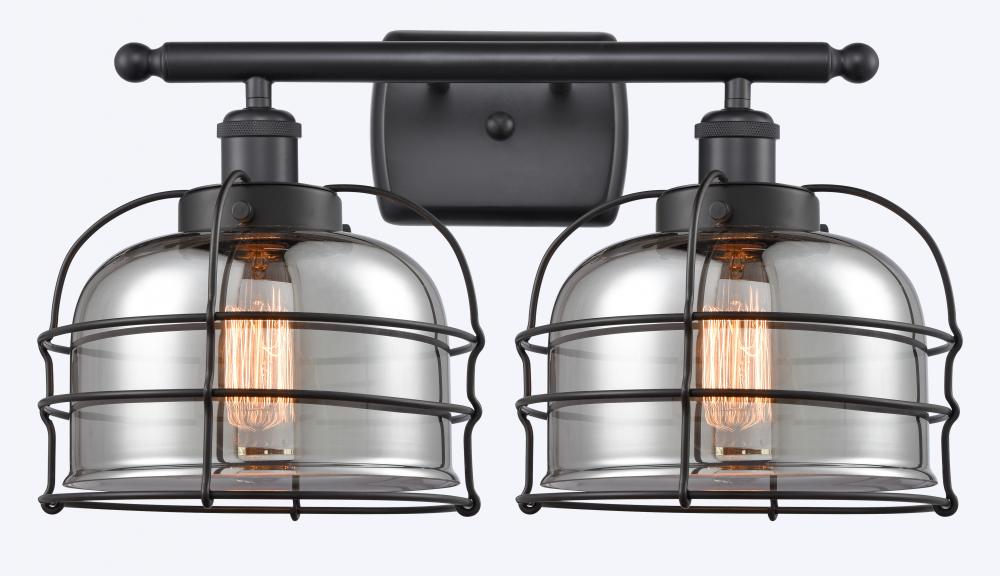 Bell Cage - 2 Light - 16 inch - Matte Black - Bath Vanity Light