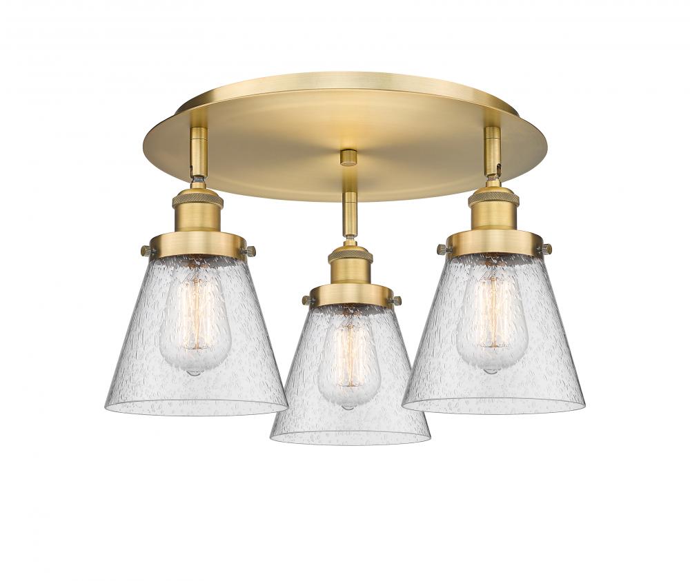 Cone - 3 Light - 18 inch - Brushed Brass - Flush Mount