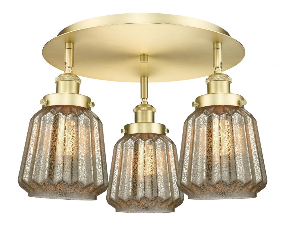 Chatham - 3 Light - 19 inch - Satin Gold - Flush Mount