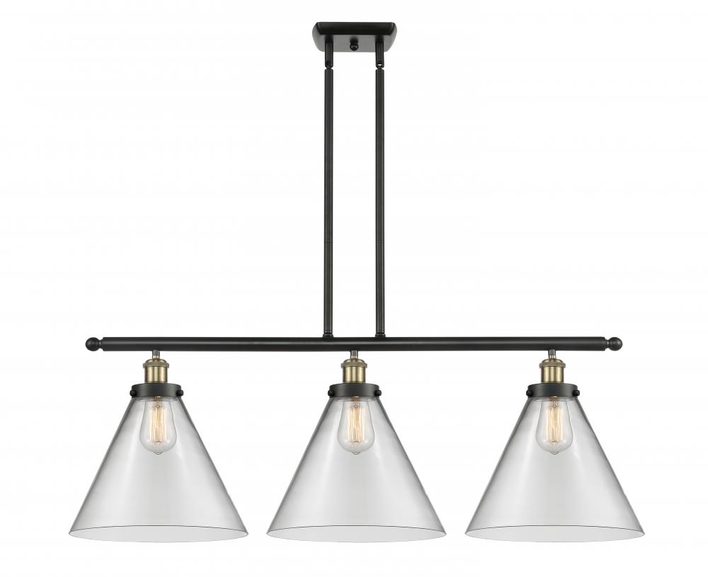 Cone - 3 Light - 36 inch - Black Antique Brass - Stem Hung - Island Light