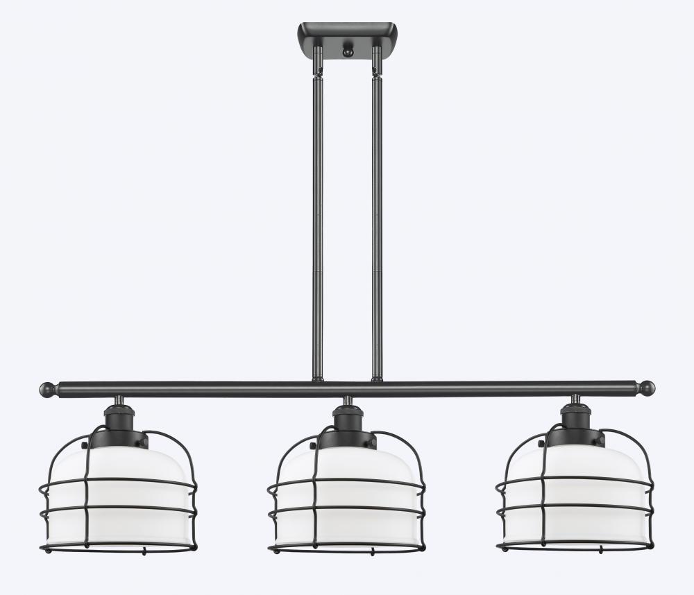 Bell Cage - 3 Light - 36 inch - Matte Black - Stem Hung - Island Light