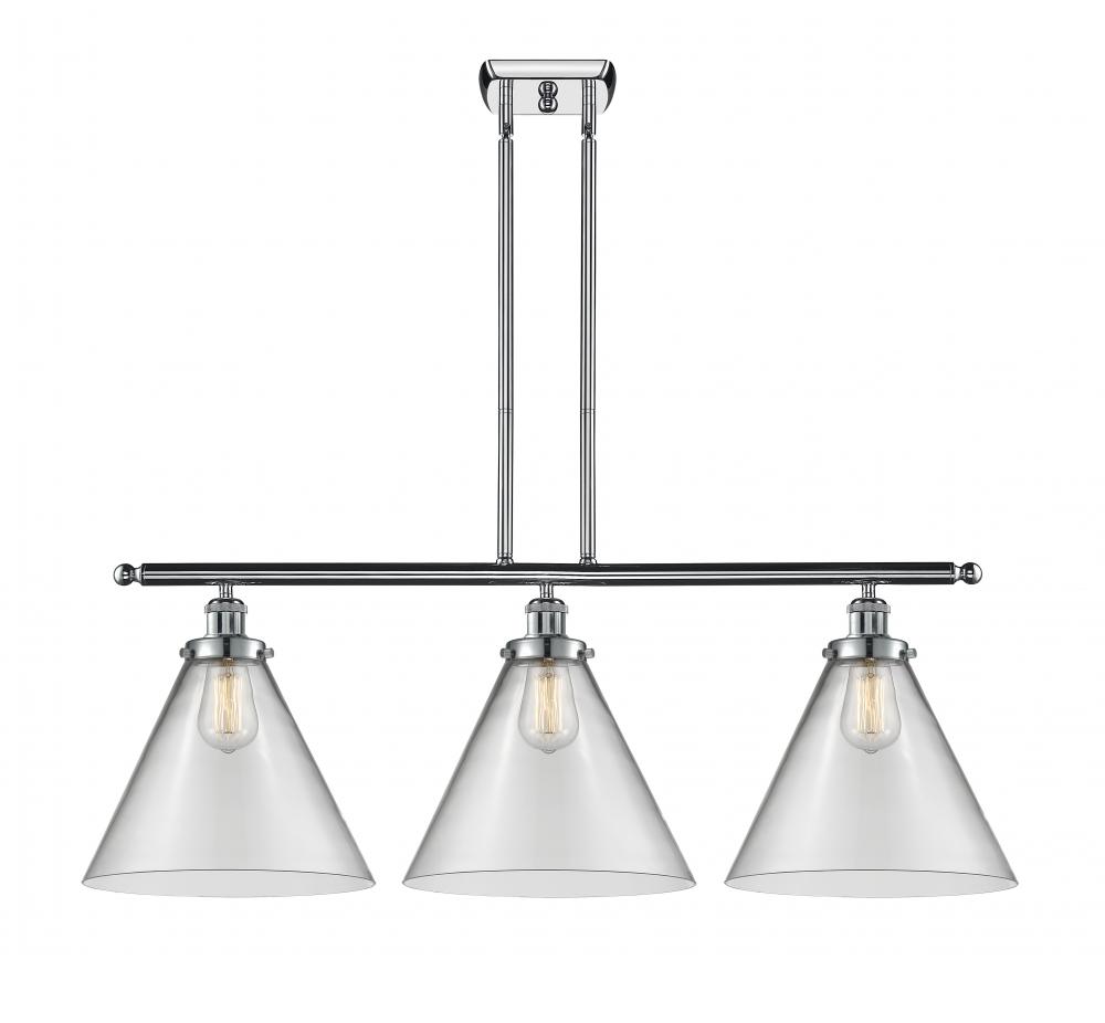 Cone - 3 Light - 36 inch - Polished Chrome - Stem Hung - Island Light