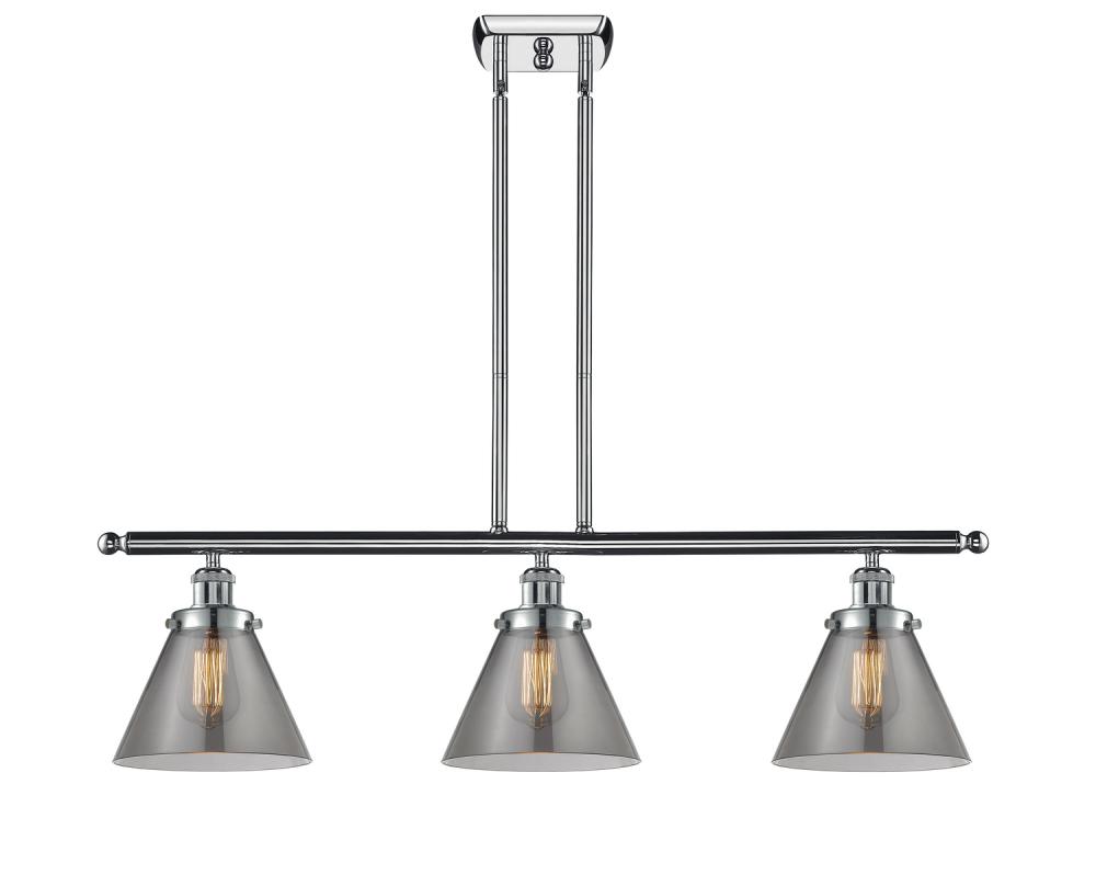 Cone - 3 Light - 36 inch - Polished Chrome - Stem Hung - Island Light