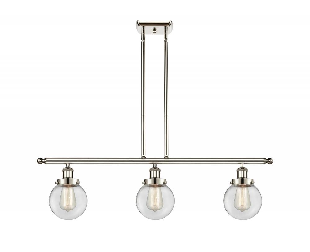 Beacon - 3 Light - 36 inch - Polished Nickel - Stem Hung - Island Light