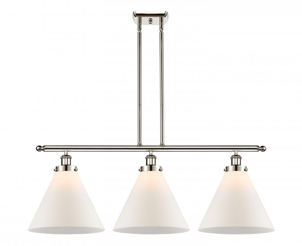 Cone - 3 Light - 36 inch - Polished Nickel - Stem Hung - Island Light