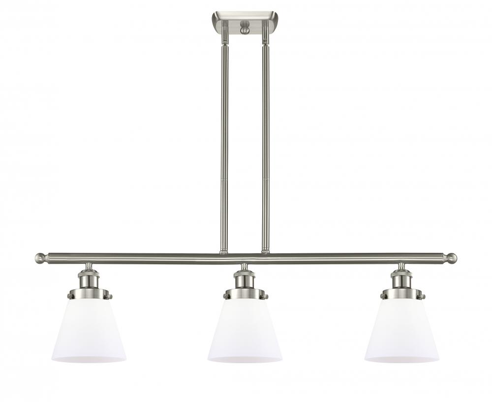 Cone - 3 Light - 36 inch - Brushed Satin Nickel - Stem Hung - Island Light