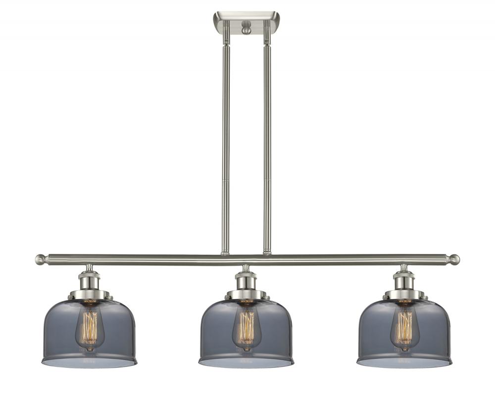 Bell - 3 Light - 36 inch - Brushed Satin Nickel - Stem Hung - Island Light