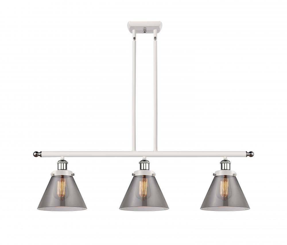 Cone - 3 Light - 36 inch - White Polished Chrome - Stem Hung - Island Light