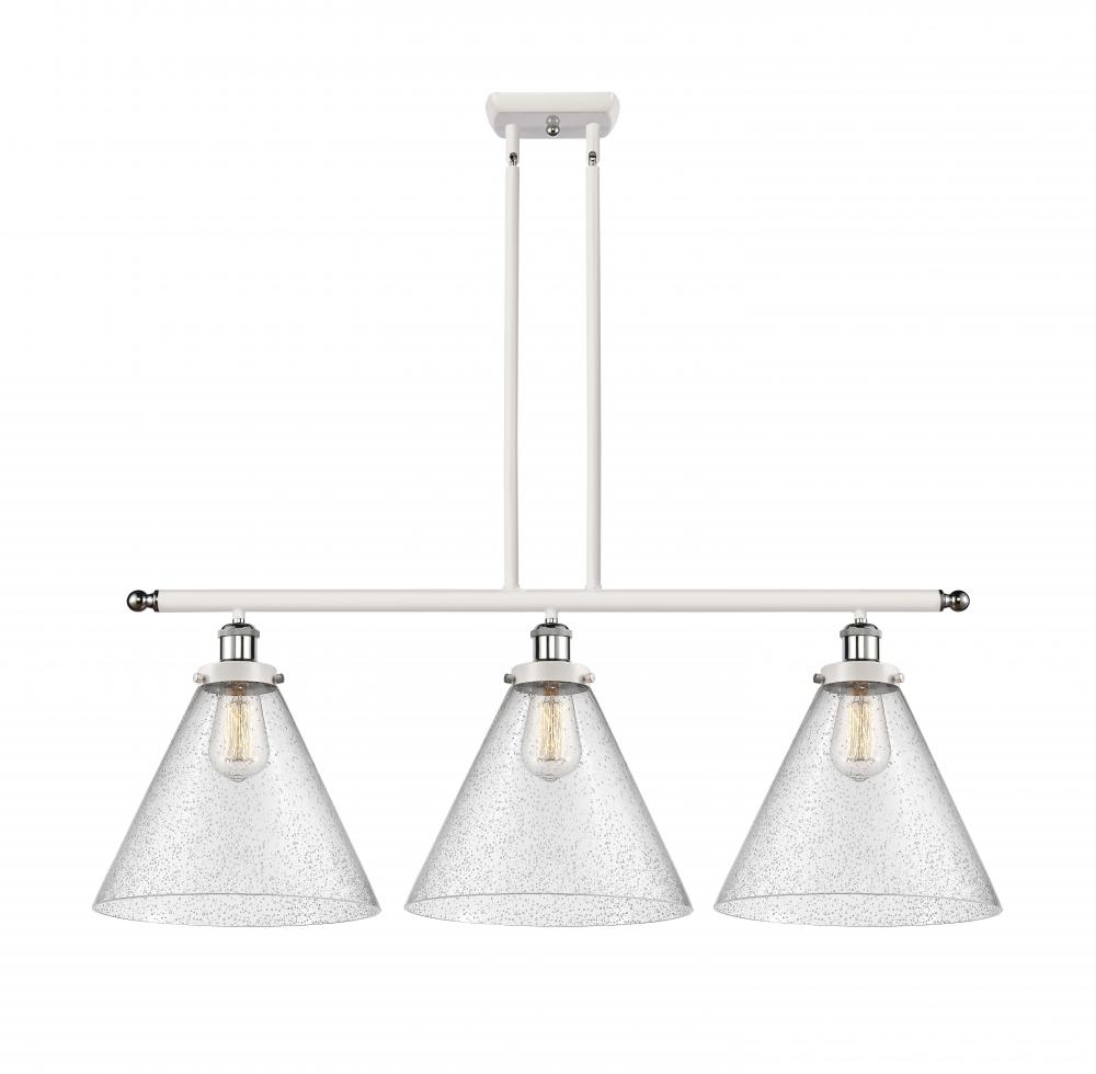 Cone - 3 Light - 36 inch - White Polished Chrome - Stem Hung - Island Light