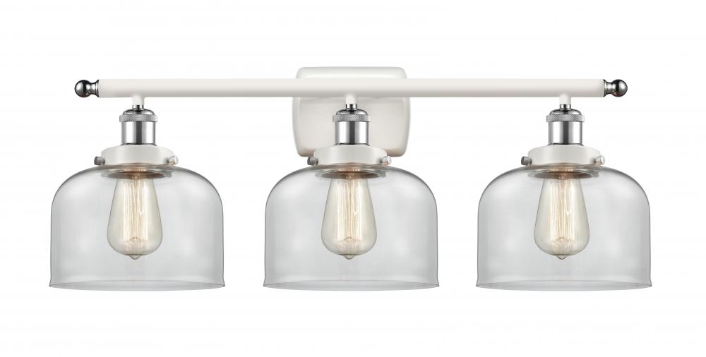 Bell - 3 Light - 28 inch - White Polished Chrome - Bath Vanity Light