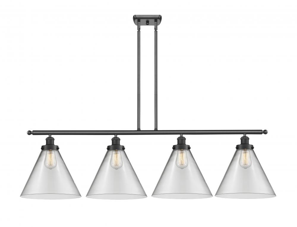 Cone - 4 Light - 48 inch - Matte Black - Stem Hung - Island Light