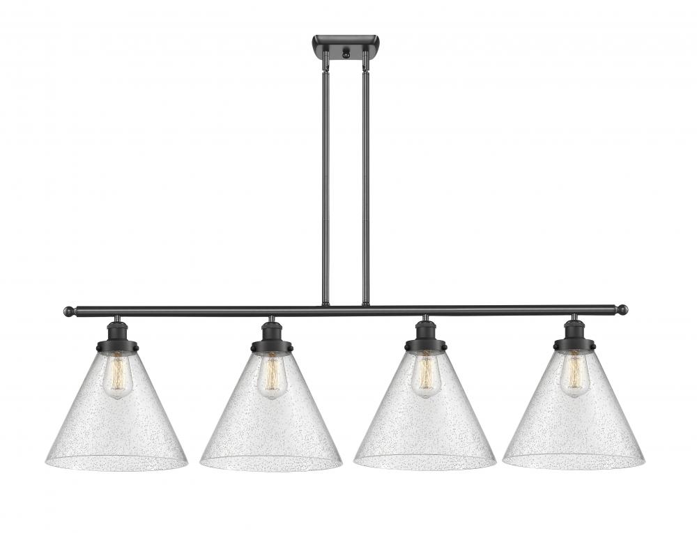 Cone - 4 Light - 48 inch - Matte Black - Stem Hung - Island Light