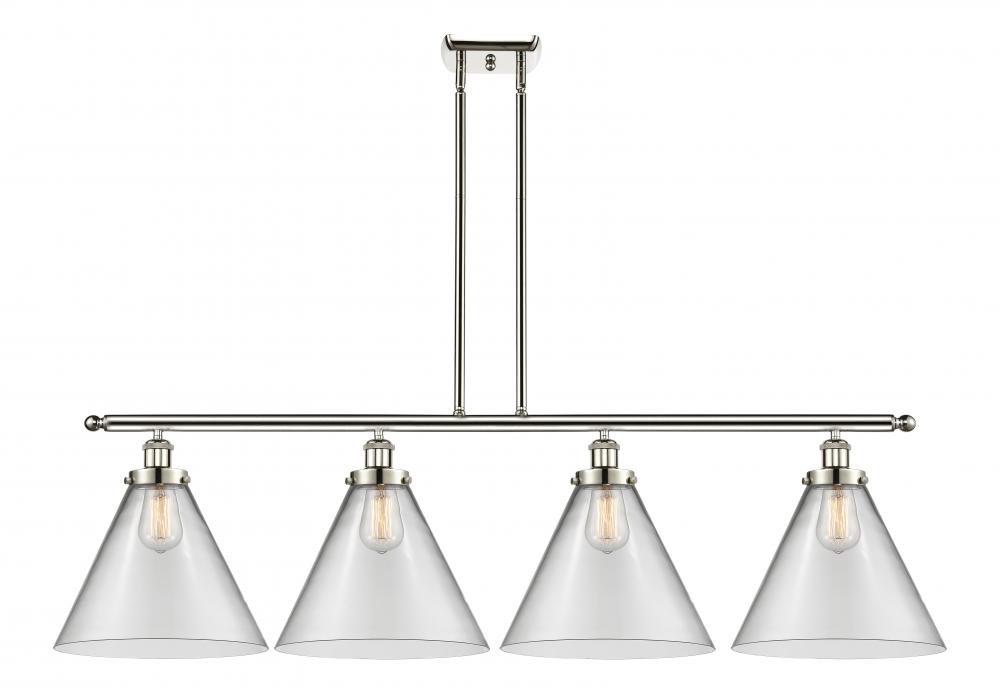 Cone - 4 Light - 48 inch - Polished Nickel - Stem Hung - Island Light