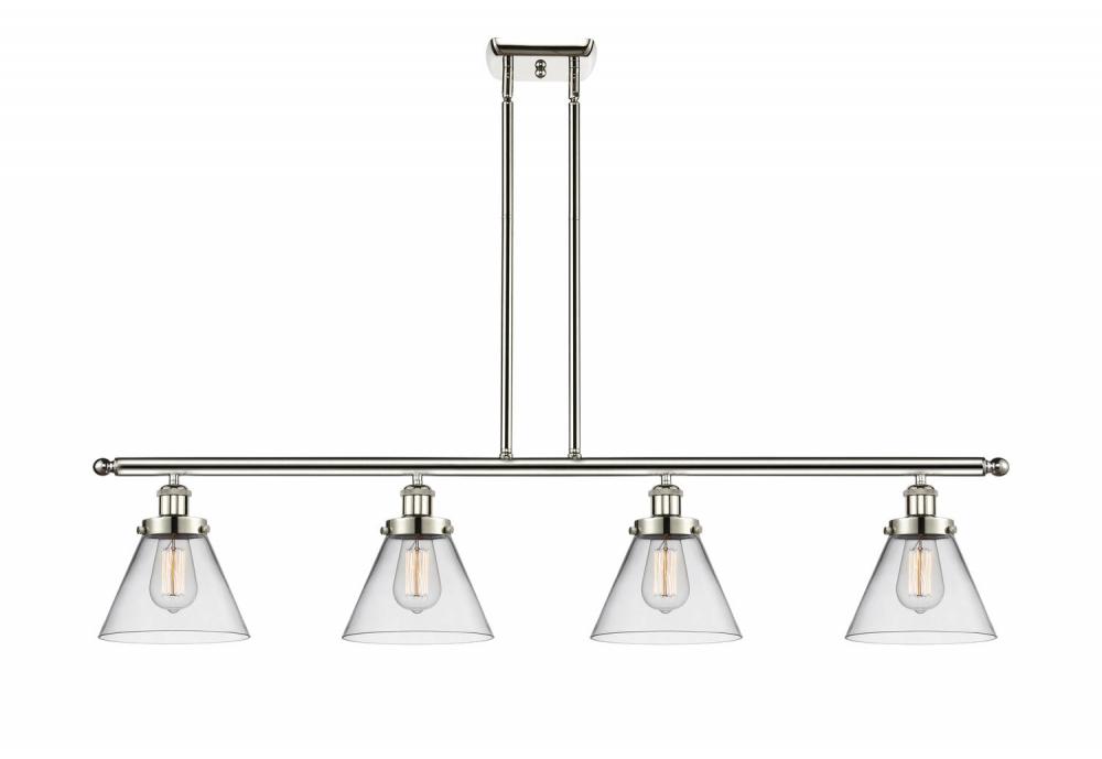 Cone - 4 Light - 48 inch - Polished Nickel - Stem Hung - Island Light