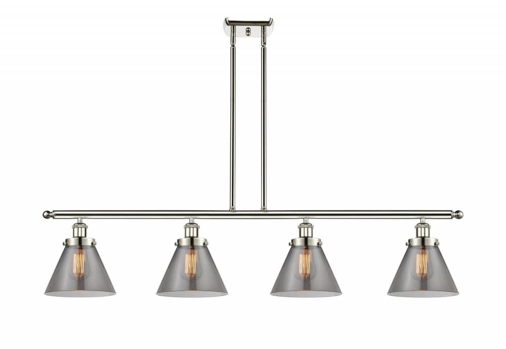 Cone - 4 Light - 48 inch - Polished Nickel - Stem Hung - Island Light