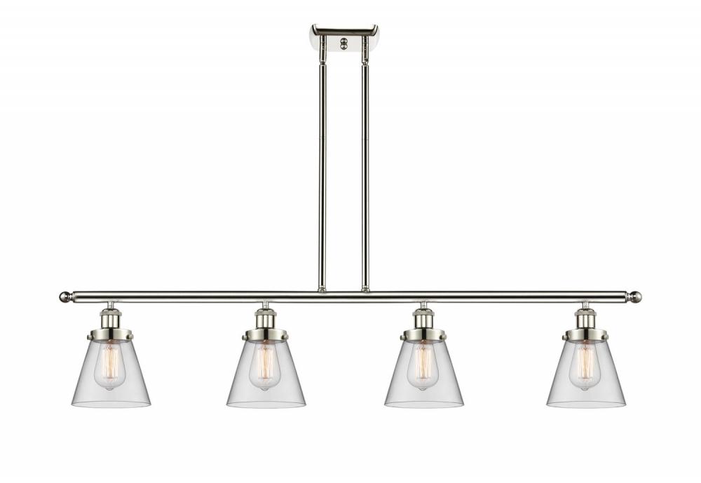 Cone - 4 Light - 48 inch - Polished Nickel - Stem Hung - Island Light