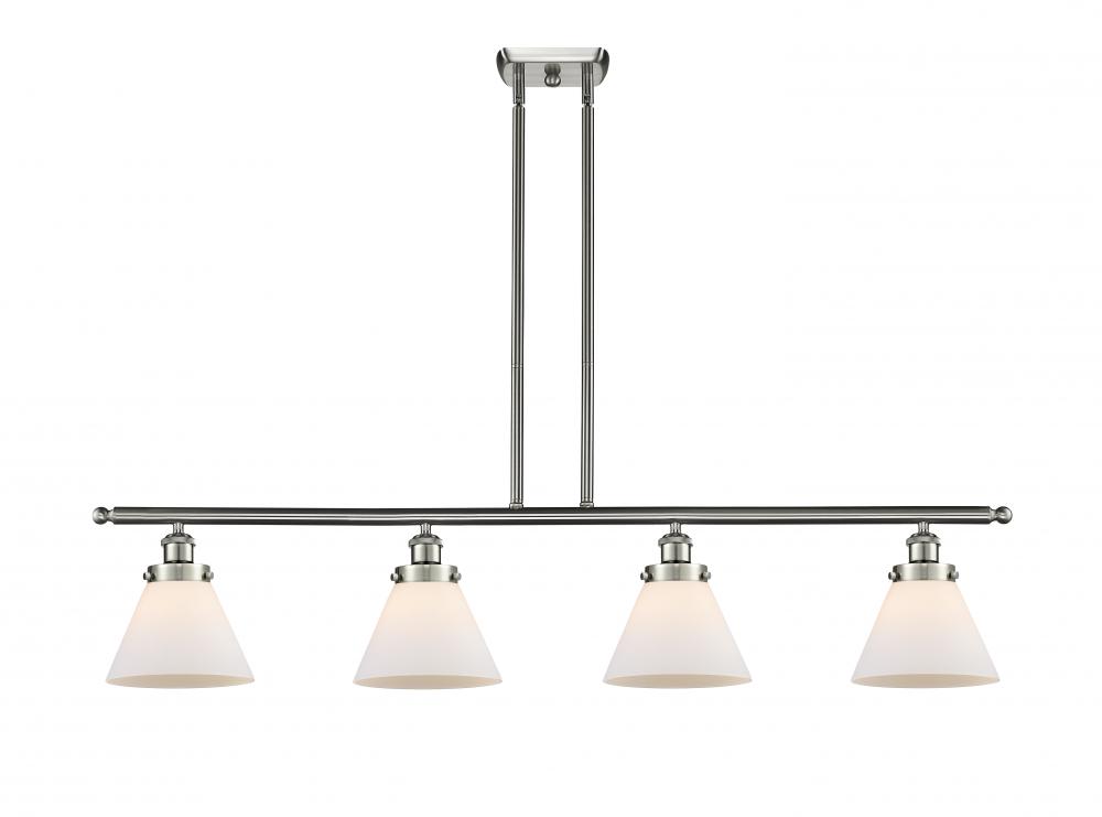 Cone - 4 Light - 48 inch - Brushed Satin Nickel - Stem Hung - Island Light