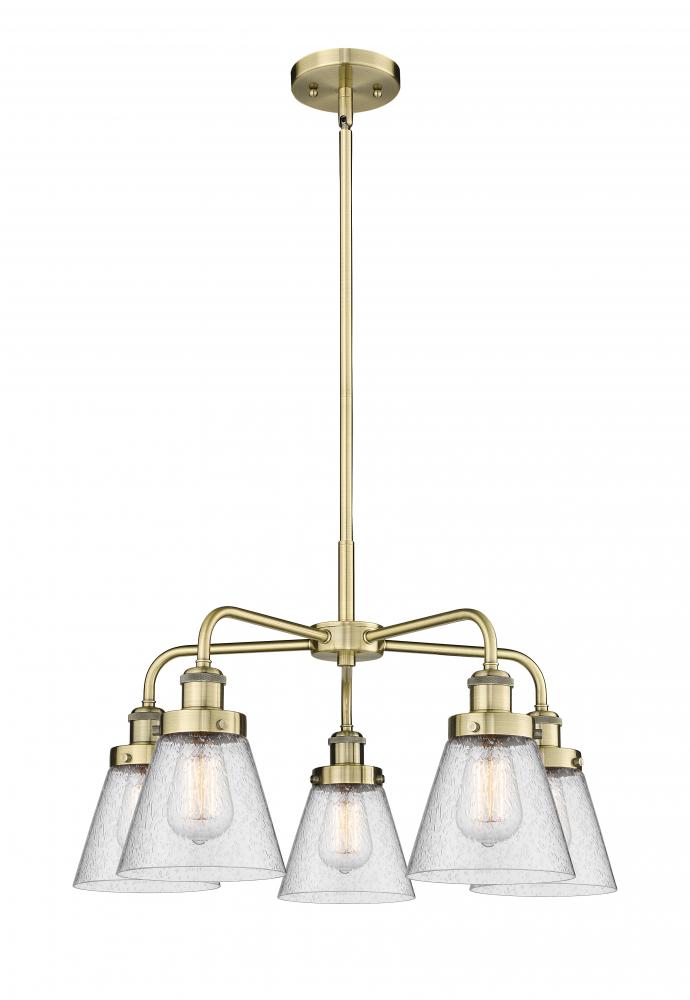 Cone - 5 Light - 25 inch - Antique Brass - Chandelier