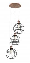 Innovations Lighting 113B-3P-AC-CE-8-BK - Lake Placid - 3 Light - 15 inch - Antique Copper - Cord Hung - Multi Pendant