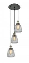 Innovations Lighting 113F-3P-BAB-G142 - Chatham - 3 Light - 14 inch - Black Antique Brass - Cord hung - Multi Pendant