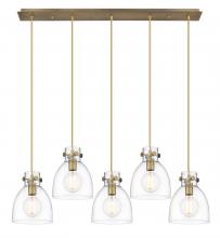 Innovations Lighting 125-410-1PS-BB-G412-8CL - Newton Bell - 5 Light - 40 inch - Brushed Brass - Linear Pendant