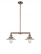 Innovations Lighting 209-AC-G2 - Halophane - 2 Light - 21 inch - Antique Copper - Stem Hung - Adjustable Island Light