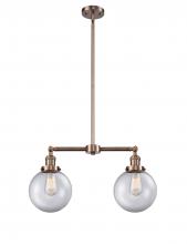 Innovations Lighting 209-AC-G202-8 - Beacon - 2 Light - 25 inch - Antique Copper - Stem Hung - Adjustable Island Light