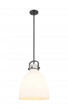 Innovations Lighting 410-1SL-BK-G412-14WH - Newton Bell - 1 Light - 14 inch - Matte Black - Pendant