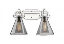 Innovations Lighting 410-2W-PN-G411-7SM - Newton Cone - 2 Light - 17 inch - Polished Nickel - Bath Vanity Light