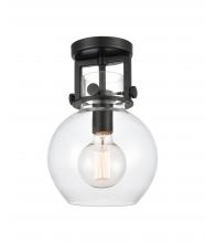 Innovations Lighting 411-1F-BK-G410-8CL - Newton Sphere - 1 Light - 8 inch - Matte Black - Semi-Flush Mount