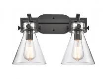 Innovations Lighting 411-2W-BK-G411-7CL - Newton Cone - 2 Light - 17 inch - Matte Black - Bath Vanity Light