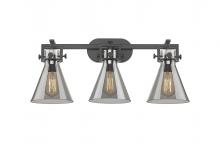 Innovations Lighting 411-3W-BK-G411-7SM - Newton Cone - 3 Light - 27 inch - Matte Black - Bath Vanity Light