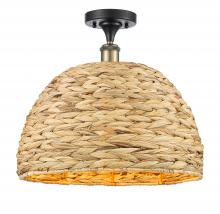 Innovations Lighting 516-1C-BAB-RBD-16-NAT - Woven Rattan - 1 Light - 16 inch - Black Antique Brass - Semi-Flush Mount