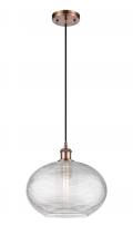 Innovations Lighting 516-1P-AC-G555-12CL - Ithaca - 1 Light - 12 inch - Antique Copper - Cord hung - Mini Pendant