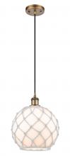 Innovations Lighting 516-1P-BB-G121-10RW - Farmhouse Rope - 1 Light - 10 inch - Brushed Brass - Cord hung - Mini Pendant