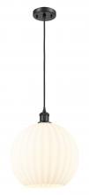 Innovations Lighting 516-1P-BK-G1217-12WV - White Venetian - 1 Light - 12 inch - Matte Black - Cord Hung - Mini Pendant