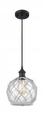 Innovations Lighting 516-1P-BK-G122-8RW-LED - Farmhouse Rope - 1 Light - 8 inch - Matte Black - Cord hung - Mini Pendant