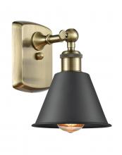 Innovations Lighting 516-1W-AB-M8-BK - Smithfield - 1 Light - 7 inch - Antique Brass - Sconce